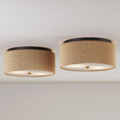Seagrass Shade Flush Mount Ceiling Light (Set of 2)