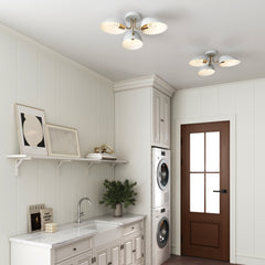 Metal 3-Arm Flush Mount Ceiling Light White (Set of 2)