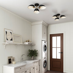 Metal 3-Arm Flush Mount Ceiling Light Black (Set of 2)