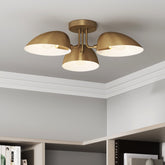 Metal 3-Arm Flush Mount Ceiling Light Brass