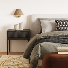 Modern Farmhouse Wall Light with Rattan Shade