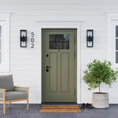 Modern Outdoor Glass 2-Bulb Wall Light Black (Set of 2)