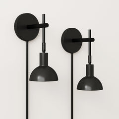 Plug-in Metal Wall Lights Black (Set of 2)