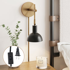 Plug-In Adjustable Metal Wall Light Brass