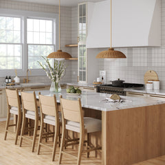 Seagrass & Wood Counter Height Bar Stool Light Brown