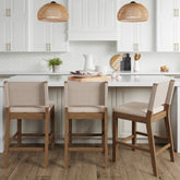 Wood Counter Height Bar Stools Light Brown Flax (Set of 3)