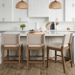 Wood Counter Height Bar Stools Light Brown Flax (Set of 3)