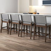 Wood Counter Height Bar Stools Dark Brown Gray (Set of 4)