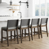 Wood Counter Height Bar Stools Dark Brown Ivory (Set of 4)