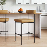 Faux Leather Counter Height Bar Stool Brown