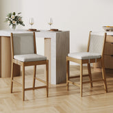 Woven Rope Back Counter Height Bar Stool Brushed Light Brown (Set of 2)