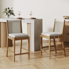 Woven Rope Back Counter Height Bar Stool Brushed Light Brown (Set of 2)