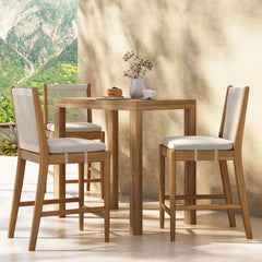 Outdoor Wood & Rope Counter Height Bar Stools Brushed Light Brown (Set of 3)