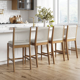 Woven Rope Back Counter Height Bar Stool Brushed Light Brown (Set of 4)