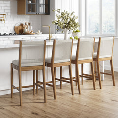 Woven Rope Back Counter Height Bar Stool Brushed Light Brown (Set of 4)