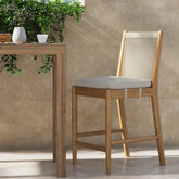 Outdoor Wood & Rope Counter Height Bar Stool Brushed Light Brown