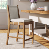 Woven Rope Back Counter Height Bar Stool Brushed Light Brown