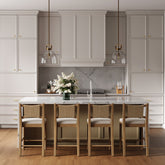 Seagrass Back Arched Footrest Counter Height Bar Stool (Set of 4)