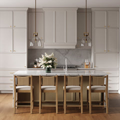 Seagrass Back Arched Footrest Counter Height Bar Stool (Set of 4)