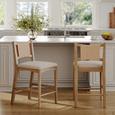Seagrass Back Arched Footrest Counter Height Bar Stool