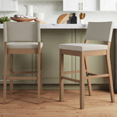 Wood Upholstered Bar Stools Light Brown (Set of 2)