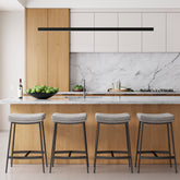 Upholstered Counter Height Saddle Bar Stools Gray (Set of 4)