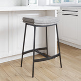 Upholstered Counter Height Saddle Bar Stool Gray