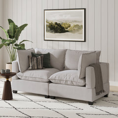 Soft Fabric Cloud Loveseat Sofa Couch Gray