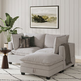 Soft Fabric Cloud Loveseat Sofa Couch & Storage Ottoman Gray