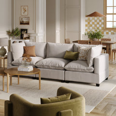 Soft Fabric 3-Seat Cloud Sofa Couch Gray