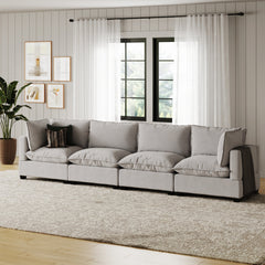 Soft Fabric 4-Seat Cloud Sofa Couch Gray