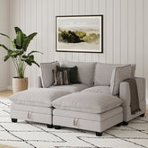 Soft Fabric 4-Piece Armless Cloud Pit Sofa Couch Gray
