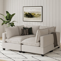 Soft Fabric 4-Piece Cloud Pit Sofa Couch Gray