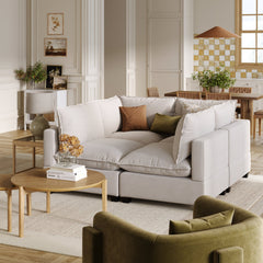 Soft Fabric 4-Piece Cloud Pit Sofa Couch Gray