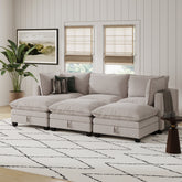 Soft Fabric 6-Piece Armless Cloud Pit Sofa Couch Gray