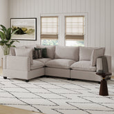 Soft Fabric 4-Seat Sectional Cloud Sofa Couch Gray