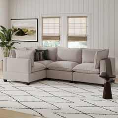 Soft Fabric 4-Seat Sectional Cloud Sofa Couch Gray