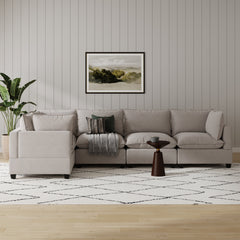 Soft Fabric 5-Seat Sectional Cloud Sofa Couch Gray