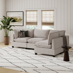 Soft Fabric 4-Seat Cloud Armless Sectional Sofa Couch Gray