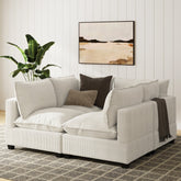 Corduroy 4-Piece Cloud Pit Sofa Couch Pearl White