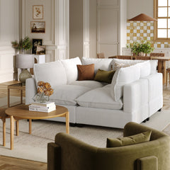 Corduroy 4-Piece Cloud Pit Sofa Couch Pearl White