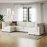 Corduroy 6-Seat Cloud Armless Sectional Sofa Couch Pearl White
