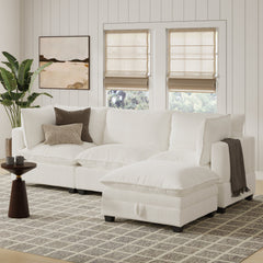 Modern Cloud Sofa Armless Seat Pearl White (Modular Sofa Part)