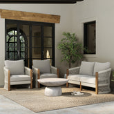 Outdoor 3 Piece Wood Patio Set Loveseat and Chairs