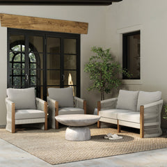 Outdoor 3 Piece Wood Patio Set Loveseat and Chairs