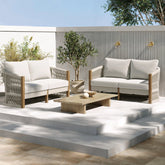 Outdoor Wood Rope Patio Loveseats Gray (Set of 2)