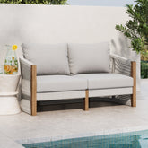 Outdoor Wood Rope Patio Loveseat Gray