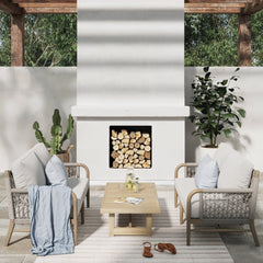 Outdoor Patio Wood Rope Loveseats Gray Oak (Set of 2)