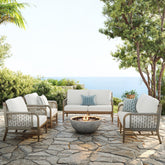 Outdoor 4 Piece Wood Patio Set Loveseats and Chairs