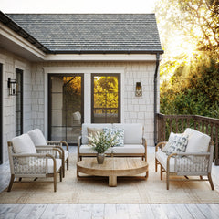 Outdoor 4 Piece Wood Patio Set Loveseats and Chairs